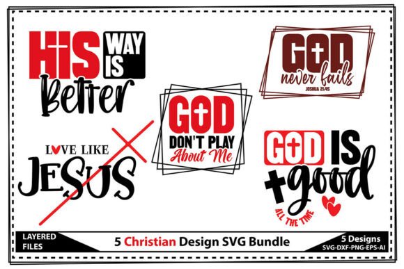 5 Christian Design SVG Bundle for T-Shirt Designs
