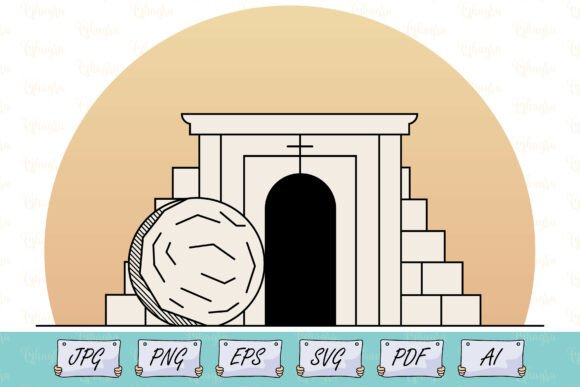 Christian Easter Empty Tomb Art SVG for T-Shirt Designs