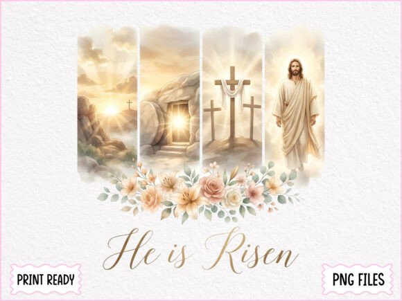 Christian Easter He is Risen PNG — T-Shirt Designs
