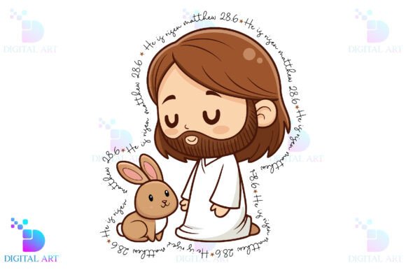 Cute Jesus with Bunny PNG: T-Shirt Designs