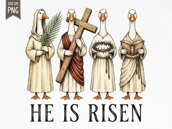 He is Risen Christian Easter Goose PNG — T-Shirt Designs