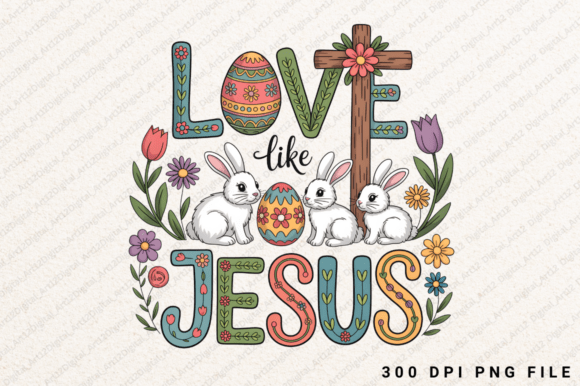 Jesus Cross Easter Spring Artwork PNG for T-Shirt Designs