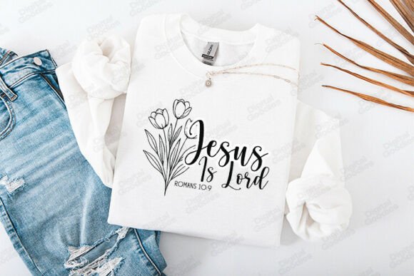 Jesus is Lord Bible Verse Floral Art T-Shirt Designs