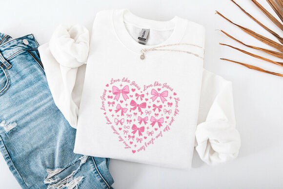Love Like Jesus Bow Heart Valentine Art T-Shirt Designs
