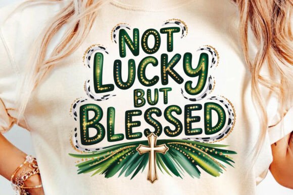 Not Lucky but Blessed PNG: Christian T-Shirt Designs