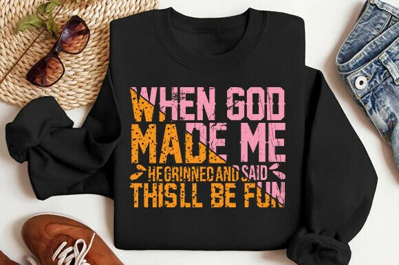 When God Made Me PNG: Boho Christian T-Shirt Designs
